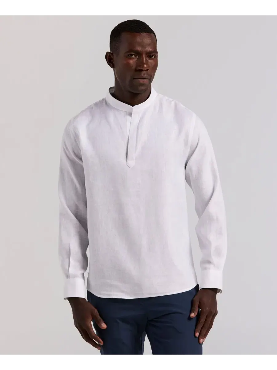 Мужская однотонная льняная рубашка-поло Perry Ellis