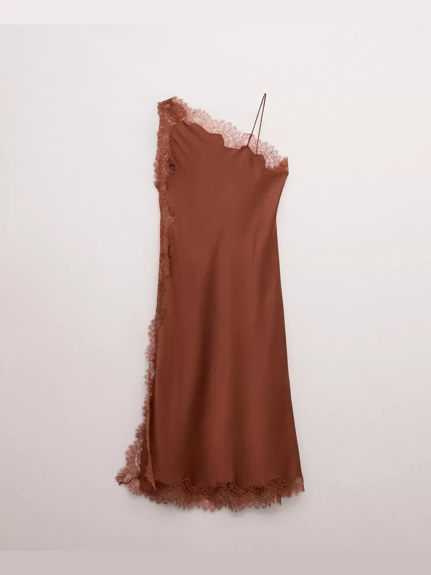 Платье Mango Selection Asymmetrical Satin Lace — изображение 2 из 6, оранжевый