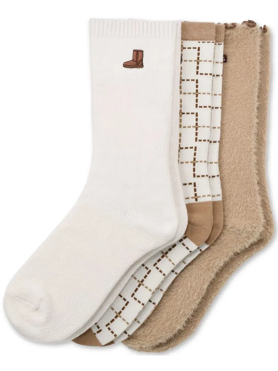 Комплект из 3 пар носков с начесом, с вышивкой UGG