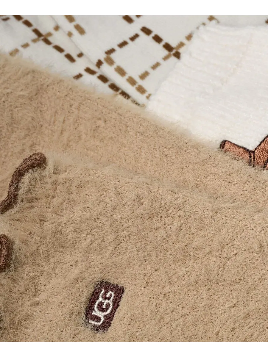 Комплект из 3 пар носков с начесом, с вышивкой UGG — изображение 3 из 3, классический//песочный