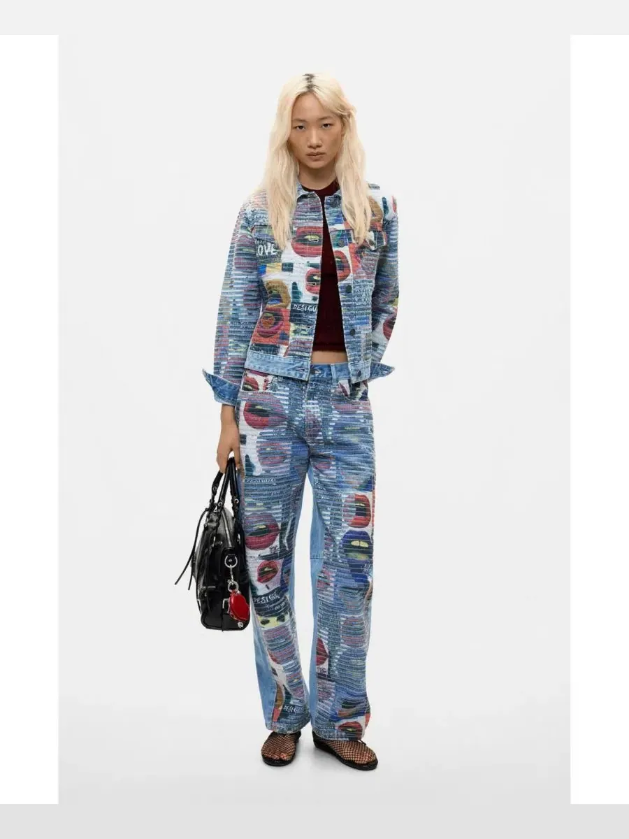 Джинсы баллон с принтом Desigual — изображение 4 из 5, синий