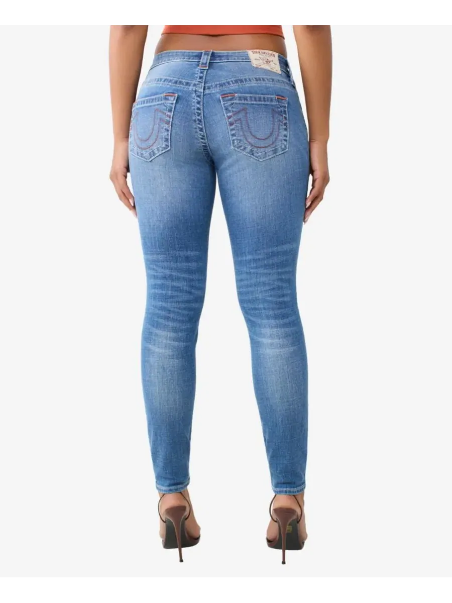 Джинсы скинни с заниженной талией, с фирменными подковами True Religion — изображение 3 из 3, синий