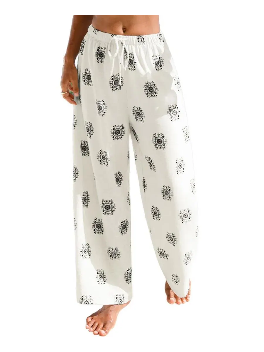 Женские широкие брюки-палаццо Ornate Lounge Pants Cupshe — изображение 2 из 3, бежевый/хаки
