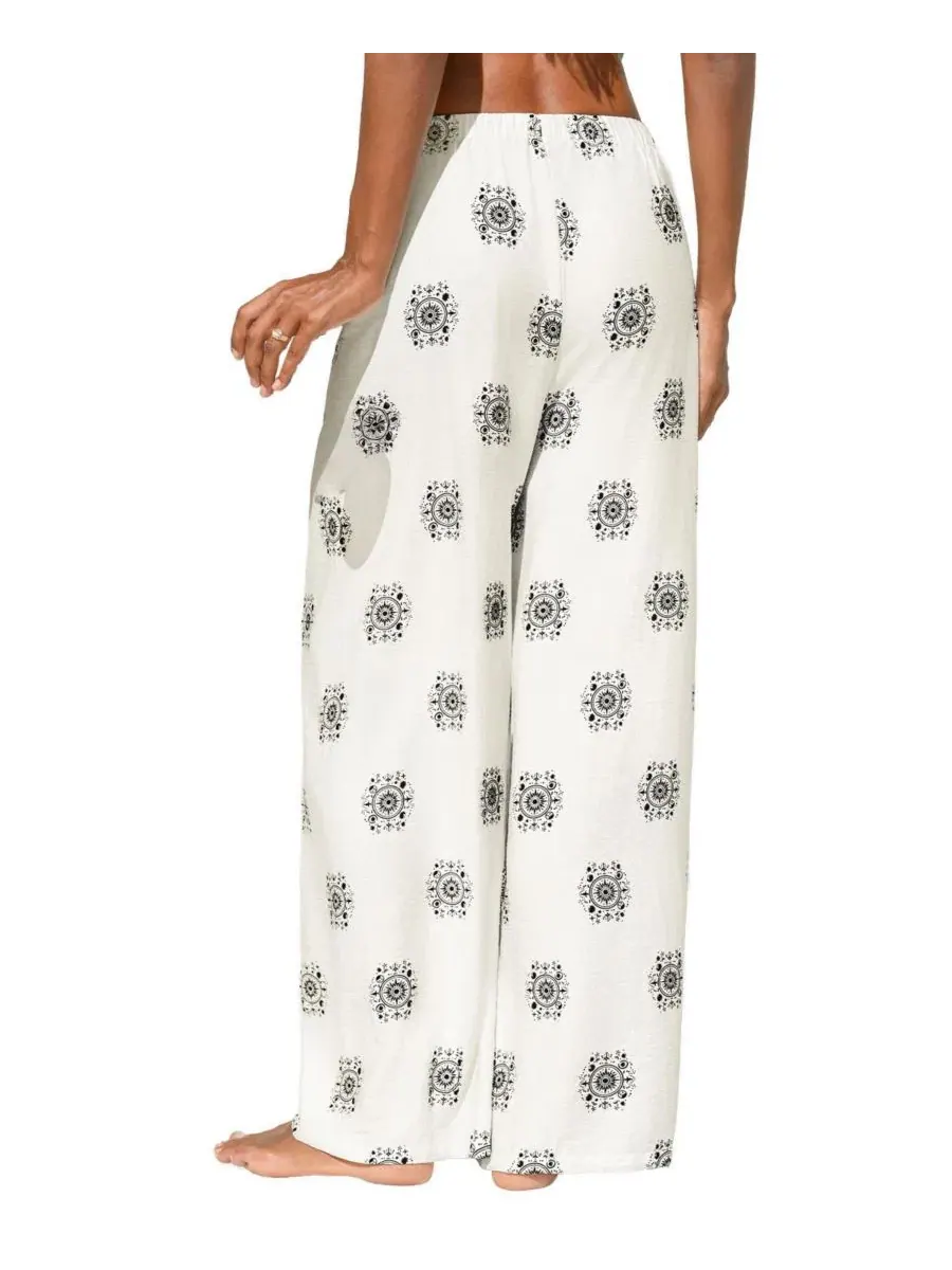 Женские широкие брюки-палаццо Ornate Lounge Pants Cupshe — изображение 3 из 3, бежевый/хаки