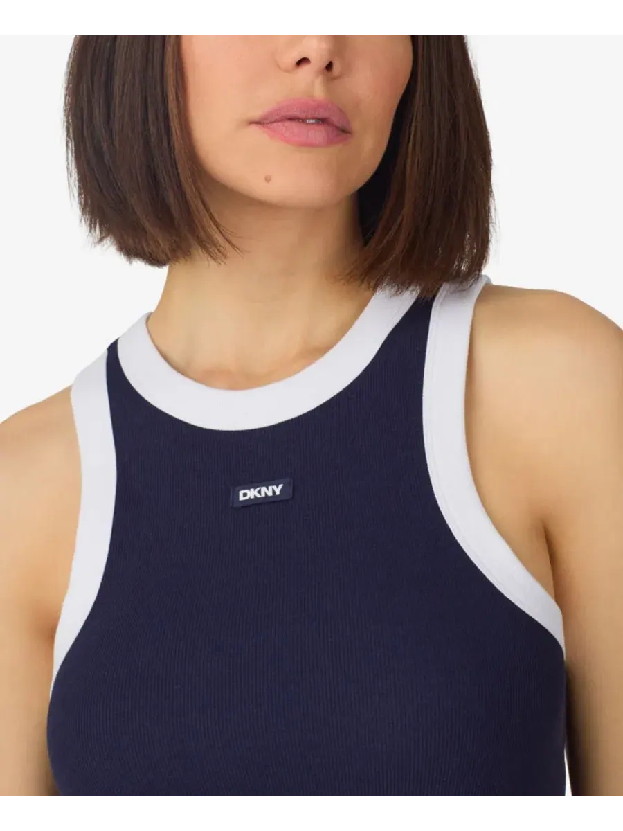 Женская ночная сорочка-макси из рибаны с длиной до щиколотки DKNY — изображение 3 из 4, темно-синий