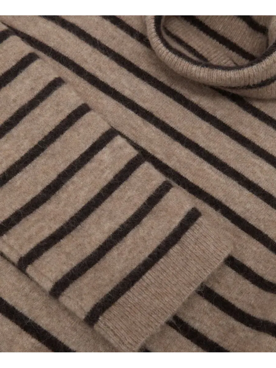 Женский свитер с воротником-гольф Wynn Stripe Roll-Neck REISS — изображение 5 из 6, коричневый