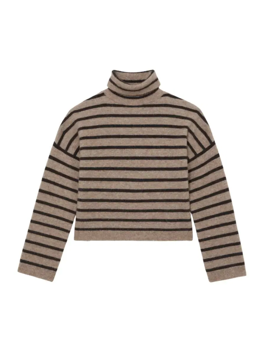 Женский свитер с воротником-гольф Wynn Stripe Roll-Neck REISS — изображение 6 из 6, коричневый
