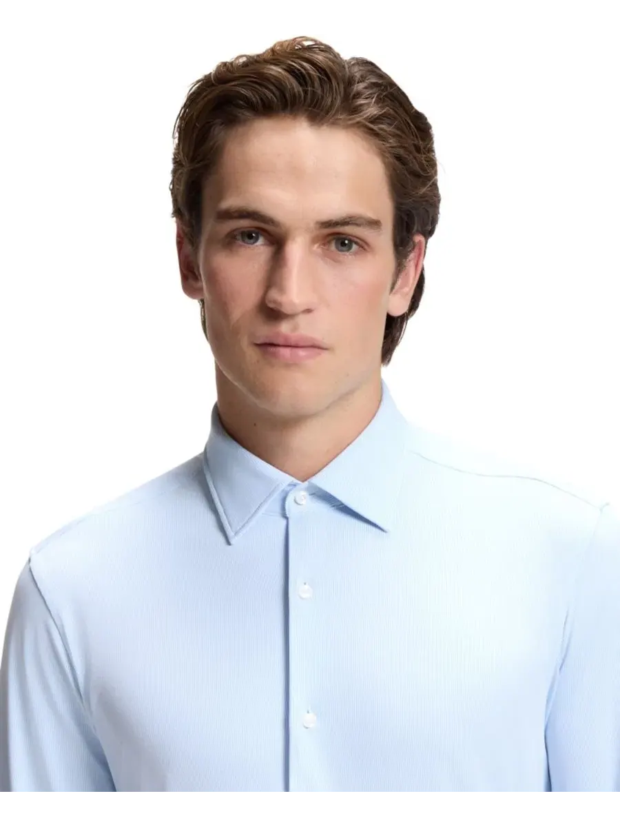 Рубашка из стрейч-джерси с воротником кент Hugo Boss — изображение 5 из 6, синий