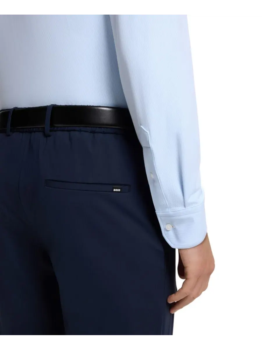 Рубашка из стрейч-джерси с воротником кент Hugo Boss — изображение 6 из 6, синий