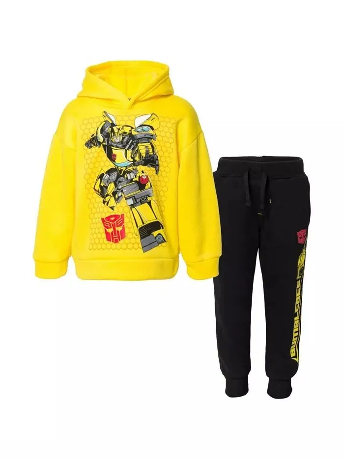 Пуловер Optimus Prime Bumblebee для мальчиков, брюки для бега с капюшоном и принтом Transformers — черный
