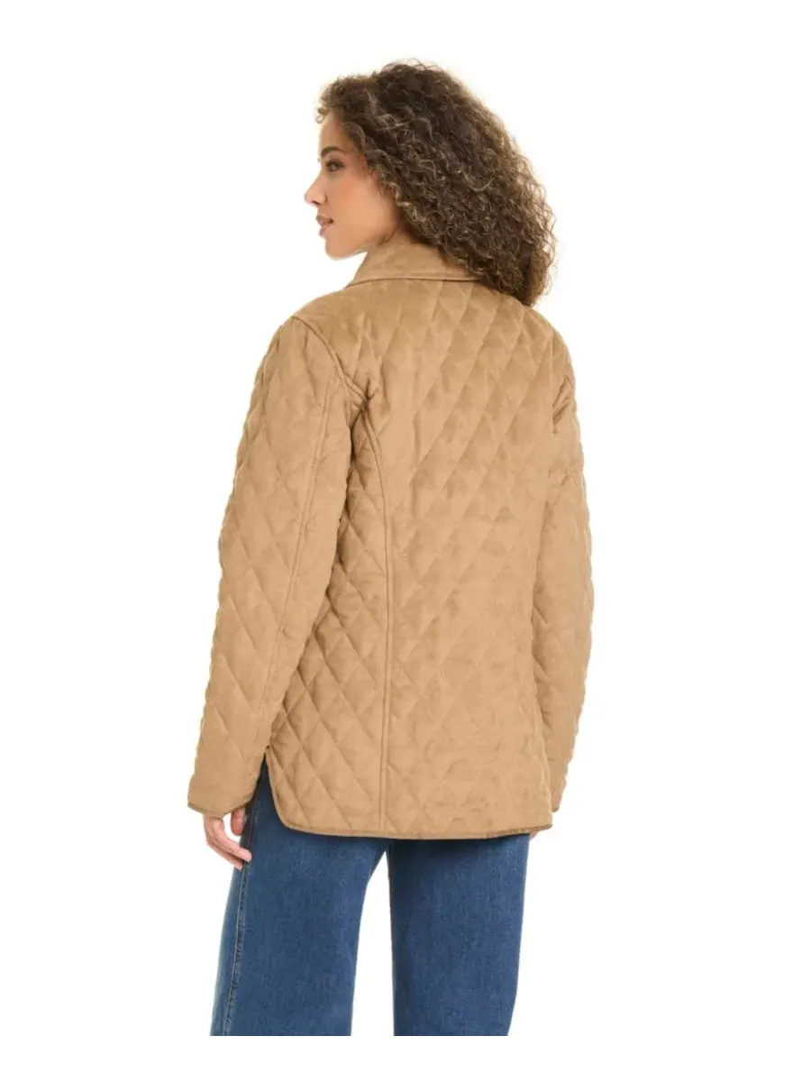 Женское пальто-бомбер с ромбовидной стежкой, Faux Suede Diamond Quilted Jones New York, Cocoa Mocha — изображение 5 из 6