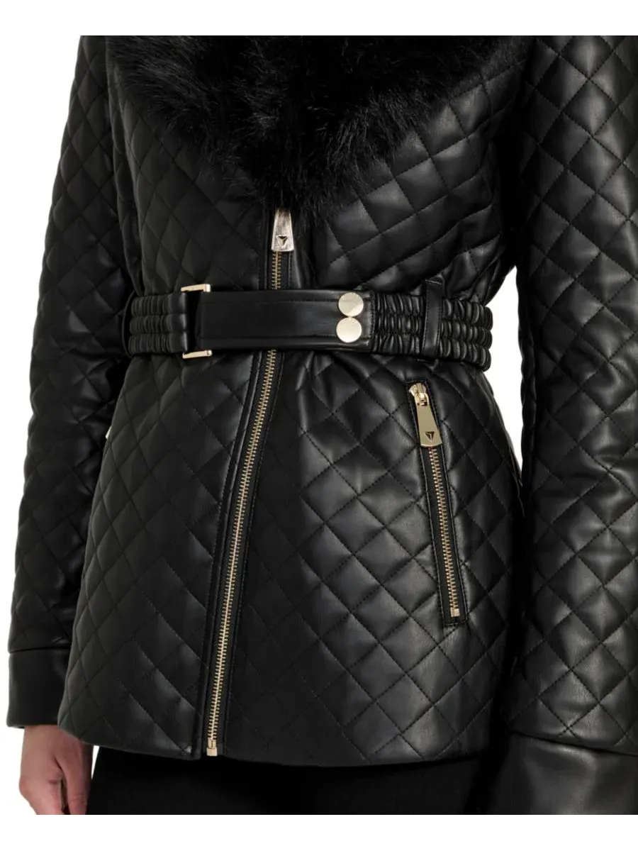 Куртка из экокожи с искусственным мехом GUESS — изображение 3 из 5, черный