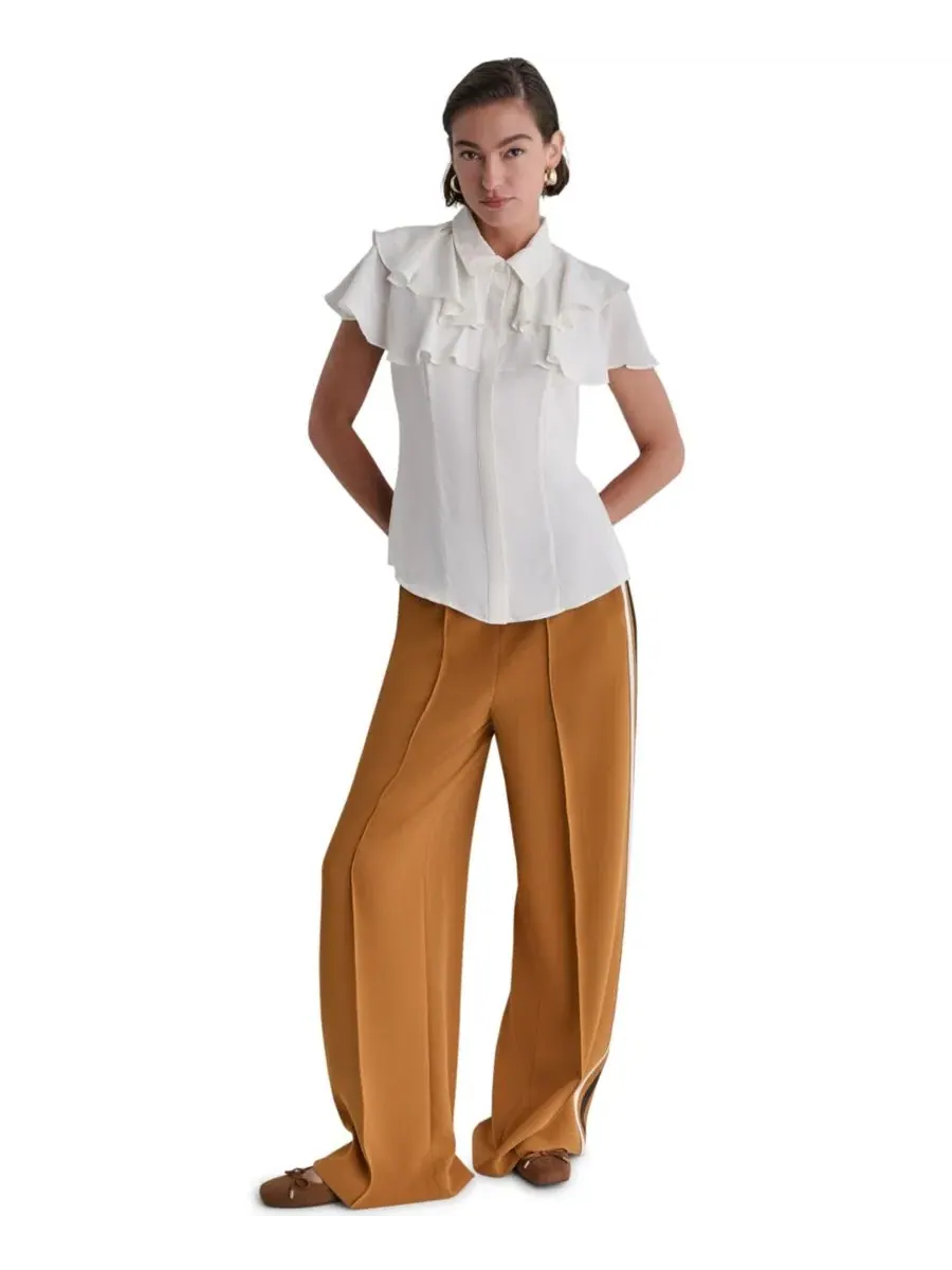 Блуза с воланами и коротким рукавом Point Collar BCBG — изображение 3 из 7, белый