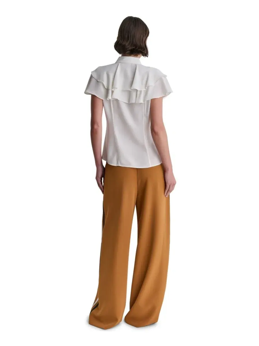 Блуза с воланами и коротким рукавом Point Collar BCBG — изображение 7 из 7, белый