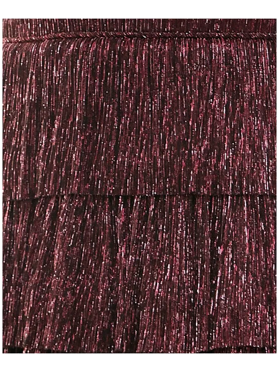 Платье-мини без бретелей с многослойной юбкой Metallic Ruched Strapless Tiered Skirt Mini Dress — изображение 6 из 6, красный