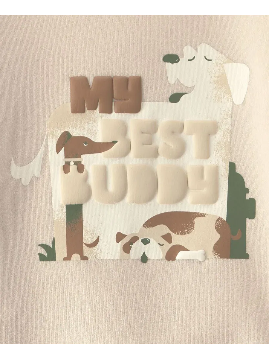 Комплект из свитшота и брюк с принтом My Best Buddy Dog Carter's — изображение 4 из 6, кремовый/коричневый