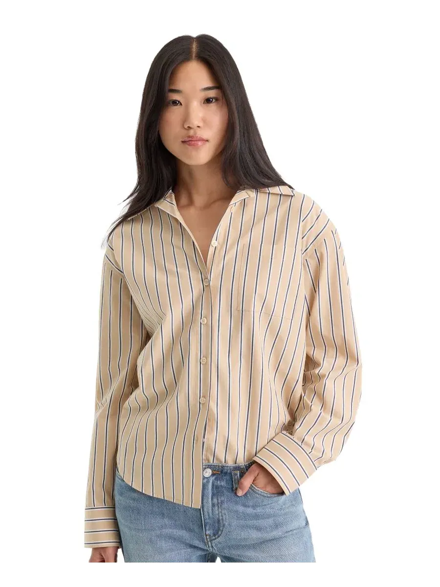 Рубашка с длинным рукавом и воротником Dune Multi Stripe Good American — изображение 3 из 5, мульти