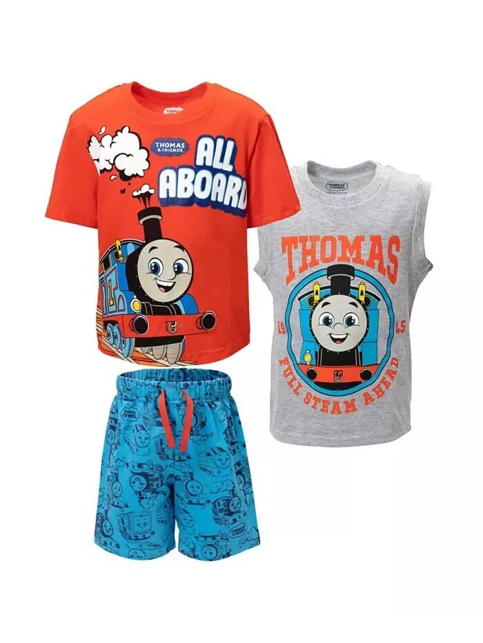 Комплект одежды из трех предметов для мальчиков Tank Engine: футболка, майка и шорты — для малышей — красный