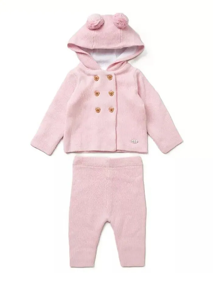 Вязаный комплект из 2 предметов: кофточка и штаны для девочек Rock-A-Bye Baby Boutique — изображение 2 из 6, розовый