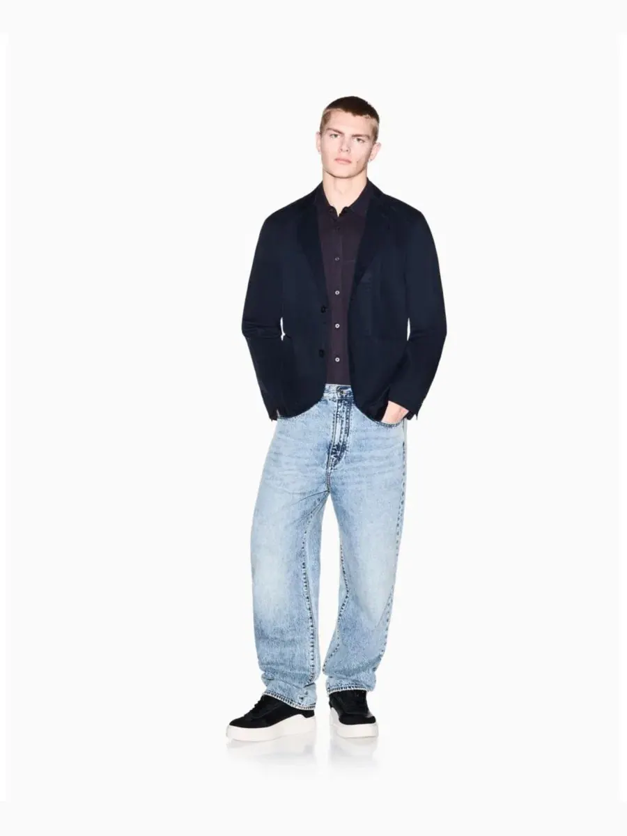 Мужская белая твиловая куртка A|X Armani Exchange — изображение 2 из 5, глубокий темно-синий