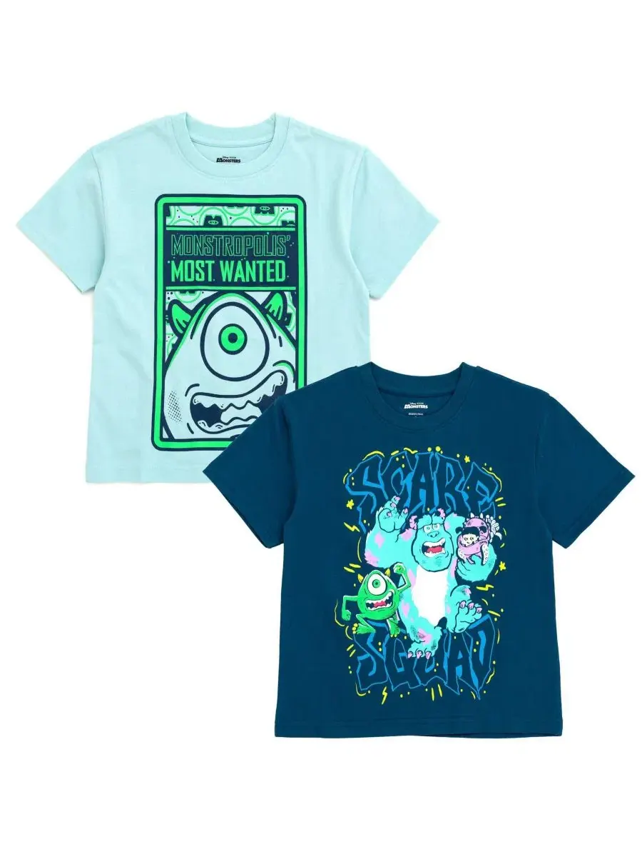 Комплект футболок с принтом Monsters Inc. Mike Sulley Blue Navy — синий