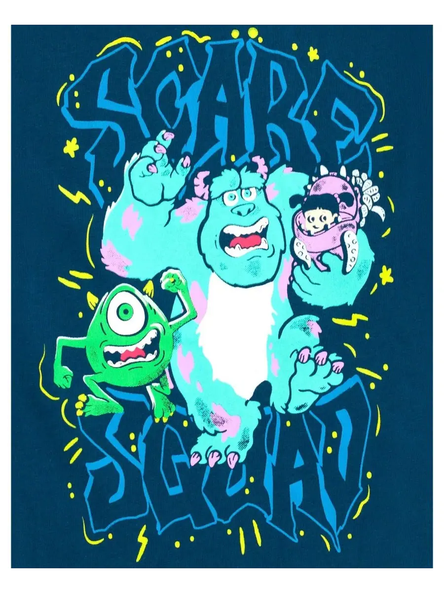 Комплект футболок с принтом Monsters Inc. Mike Sulley Blue Navy — изображение 3 из 5, синий темно-синий
