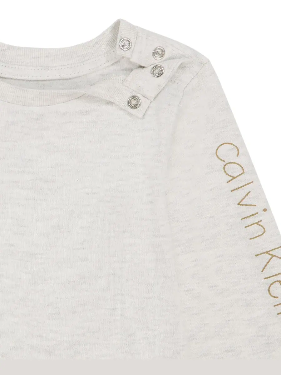 Комплект из боди с длинным рукавом и комбинезона без рукавов Calvin Klein — изображение 8 из 9, тауп