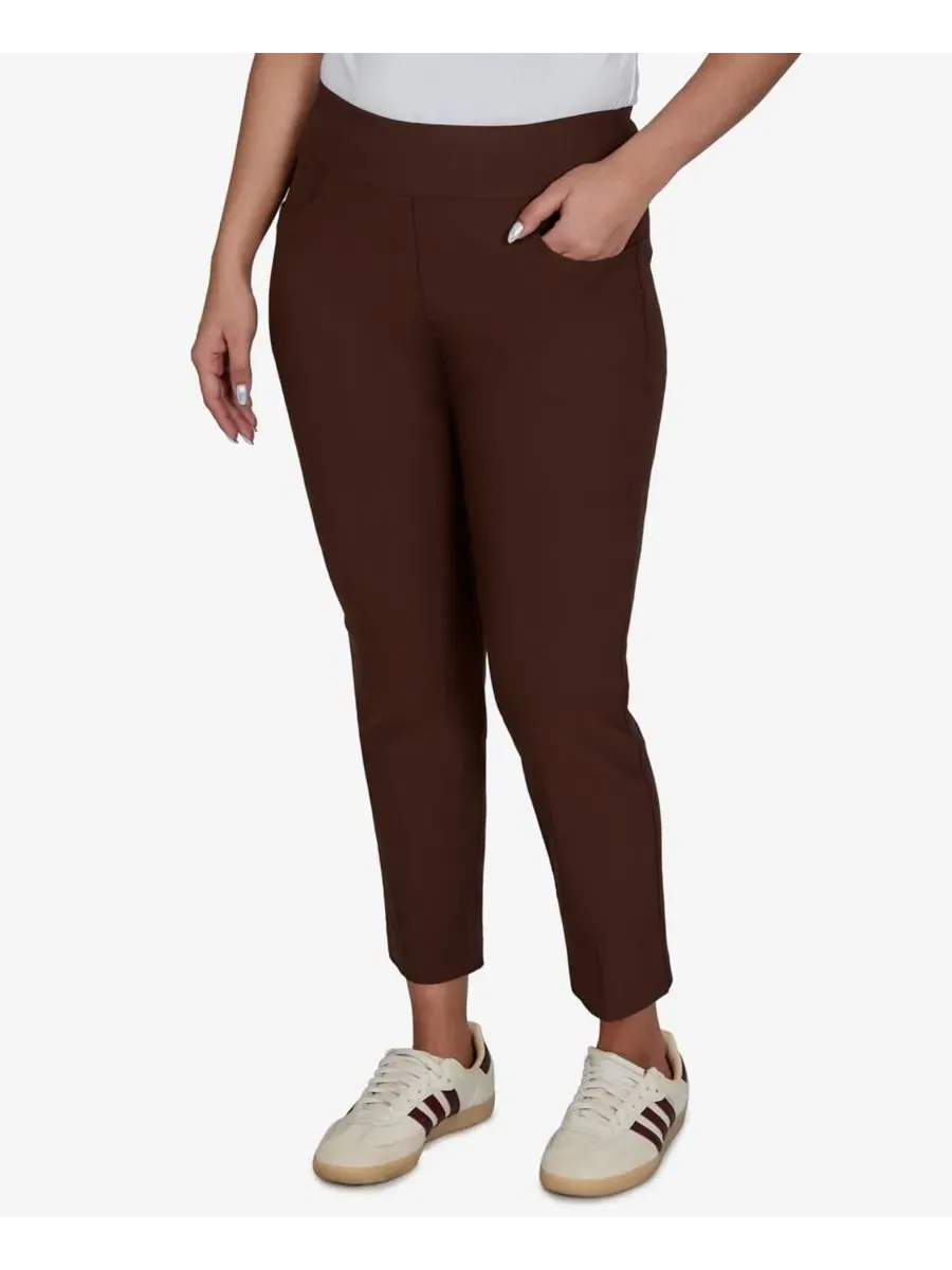 Брюки-слим с заниженной талией Silky Ankle Pull-On Ruby Rd. — изображение 2 из 5, коричневый