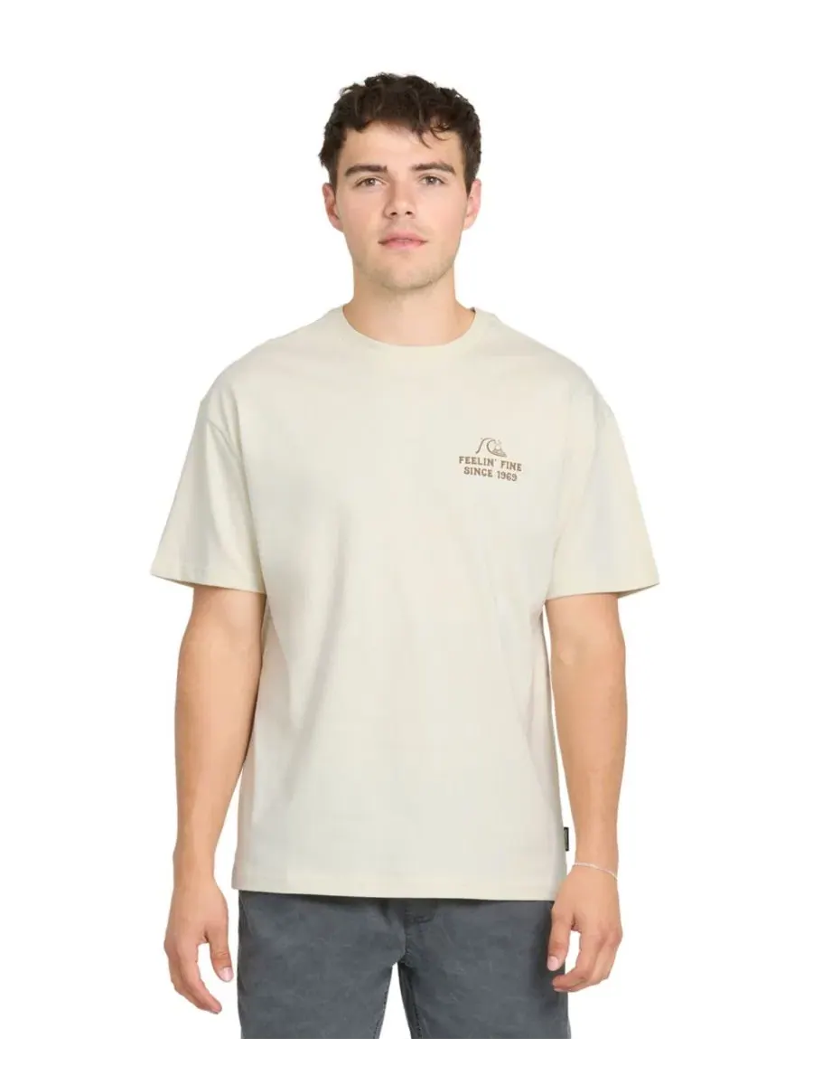 Футболка оверсайз из ринспана хлопка с принтом Originals Quiksilver — изображение 2 из 3, бежевый