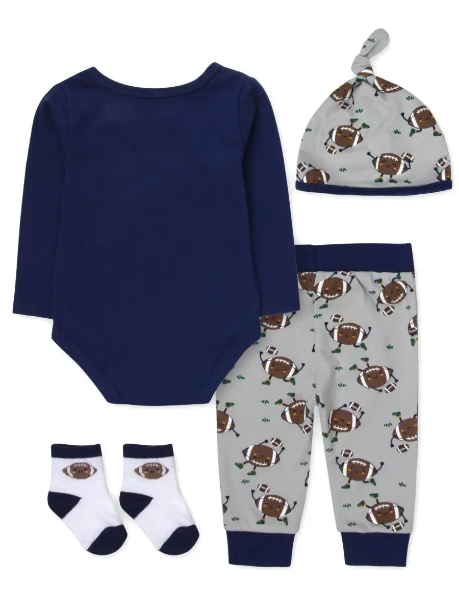 Комплект из 4 предметов для малышей My Heart Belongs to Mommy and Football Baby Essentials — изображение 2 из 4, темно-синий
