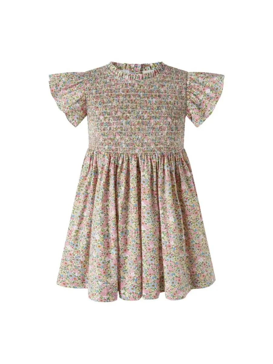 Платье с цветочным принтом Floral Ruched Dress Rachel Riley — розовый