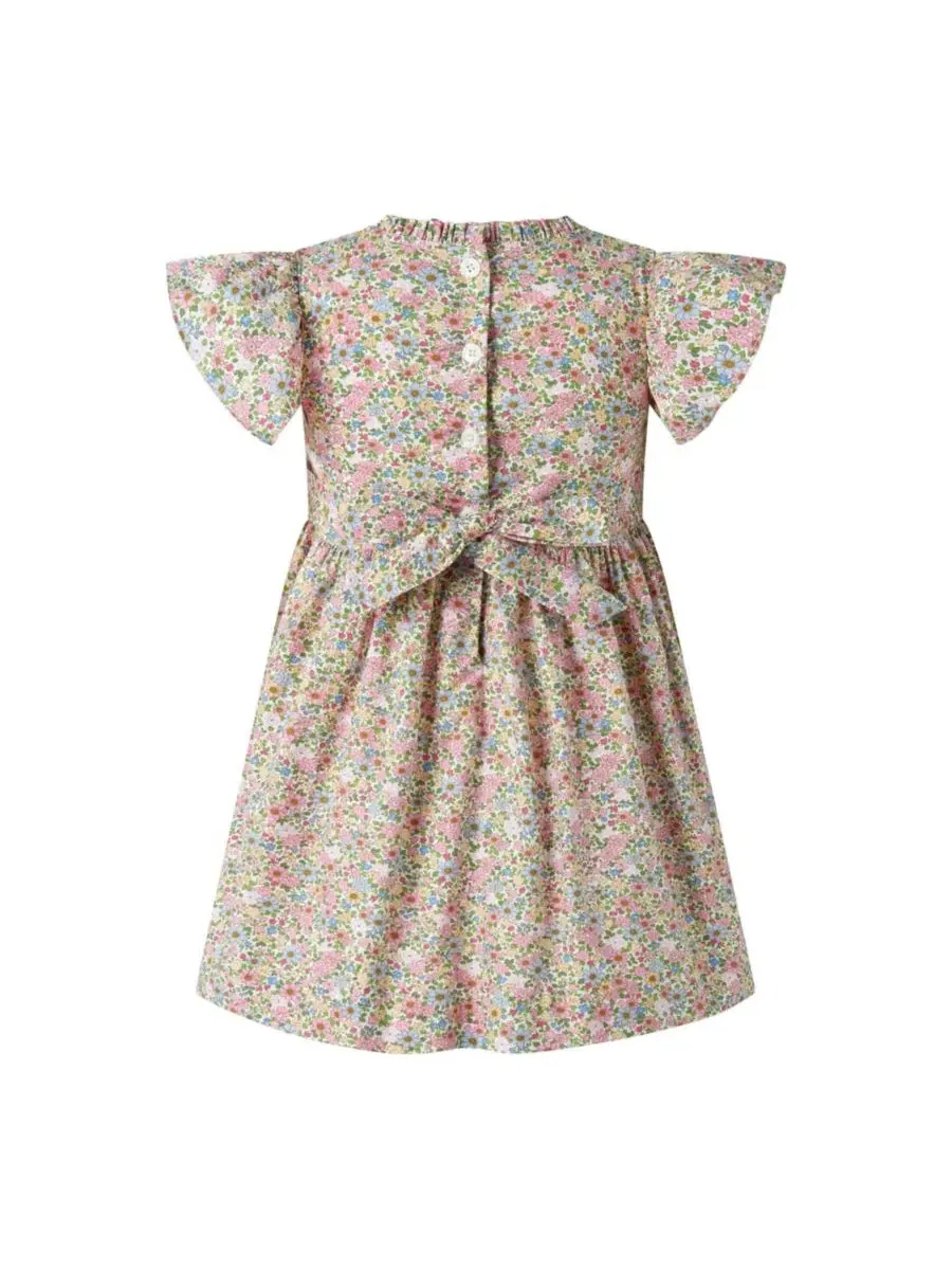 Платье с цветочным принтом Floral Ruched Dress Rachel Riley — изображение 2 из 3, розовый