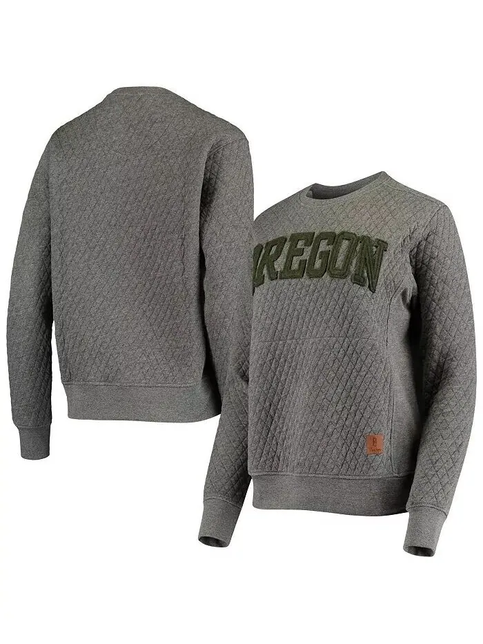 Женский стеганый пуловер с принтом Heather Charcoal Oregon Ducks Moose Pressbox — серый