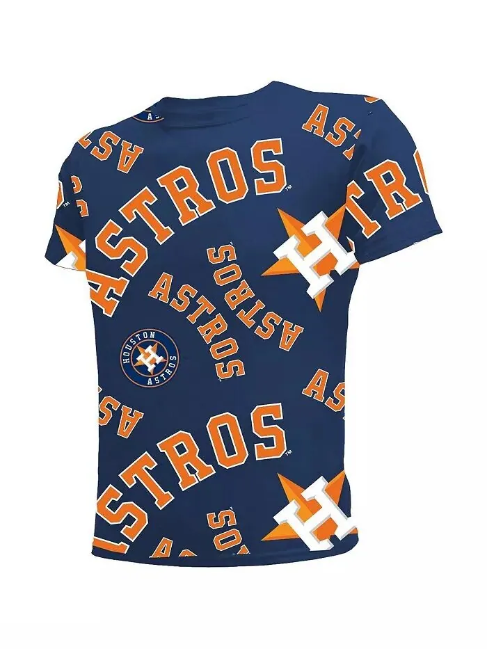 Футболка темно-синяя Houston Astros Allover Team для больших мальчиков и девочек Stitches — изображение 2 из 3