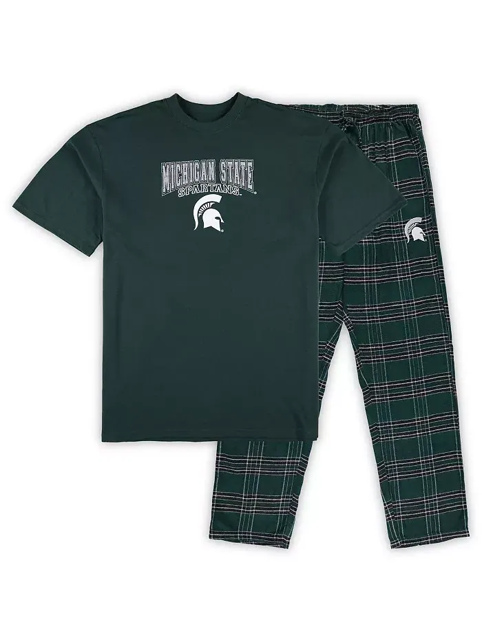 Мужской набор Michigan State Spartans Big Tall: 2 футболки и брюки-фланель