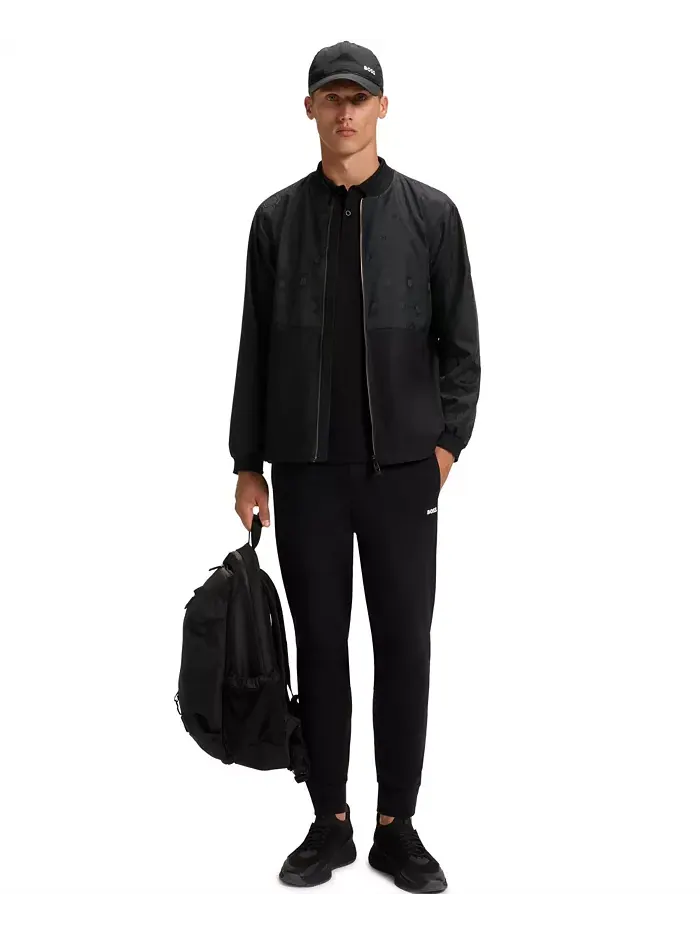Мужская бомбер с жаккардовым монограмменным узором Hugo Boss — изображение 4 из 4, черный