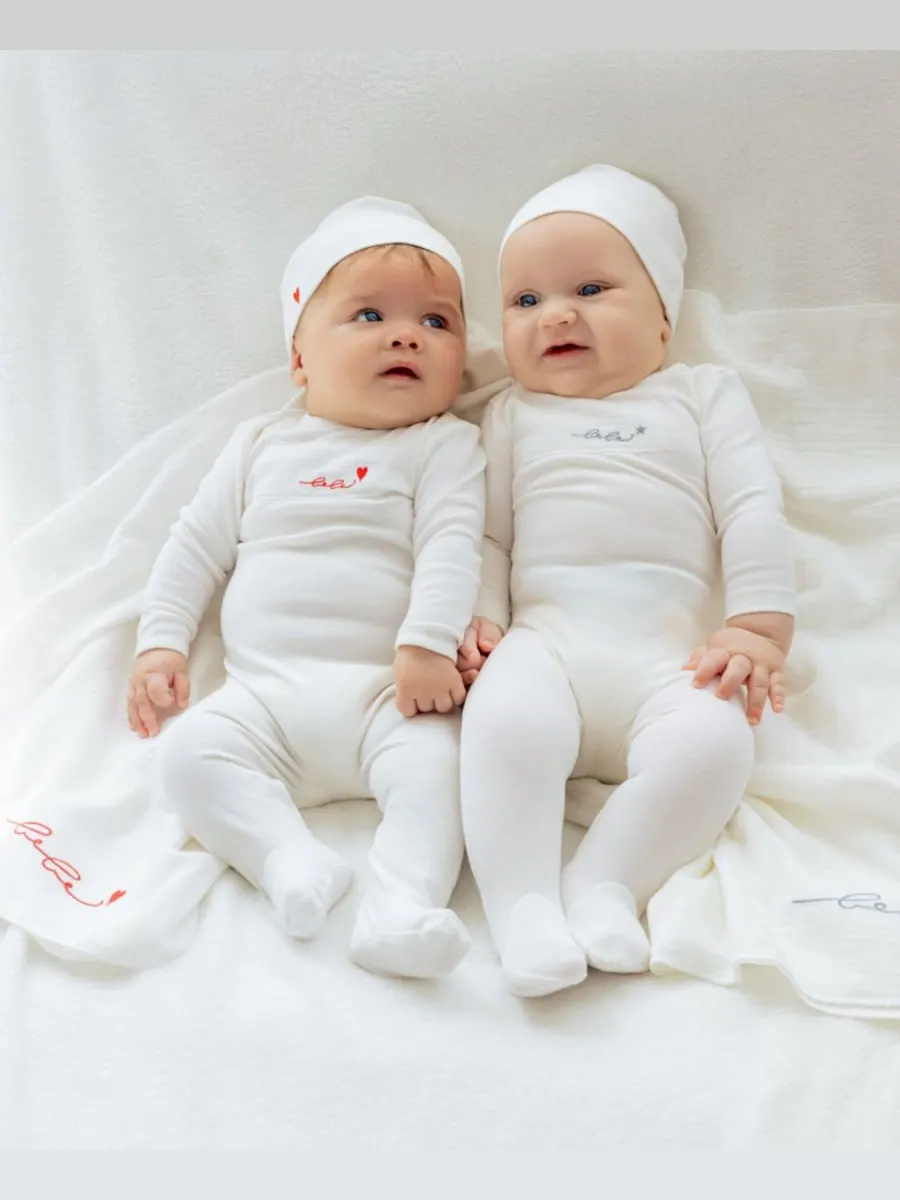 Хлопковая футболка с муслиновыми нашивками Baby Layette NoggiWear — изображение 4 из 4, слоновая кость/синий