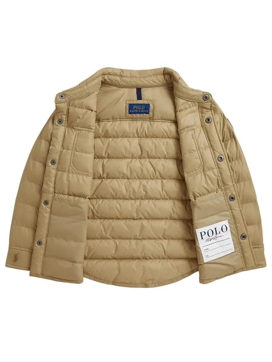 Стеганая куртка-рубашка Quilted Shirt Jacket Polo Ralph Lauren — изображение 3 из 3, хаки