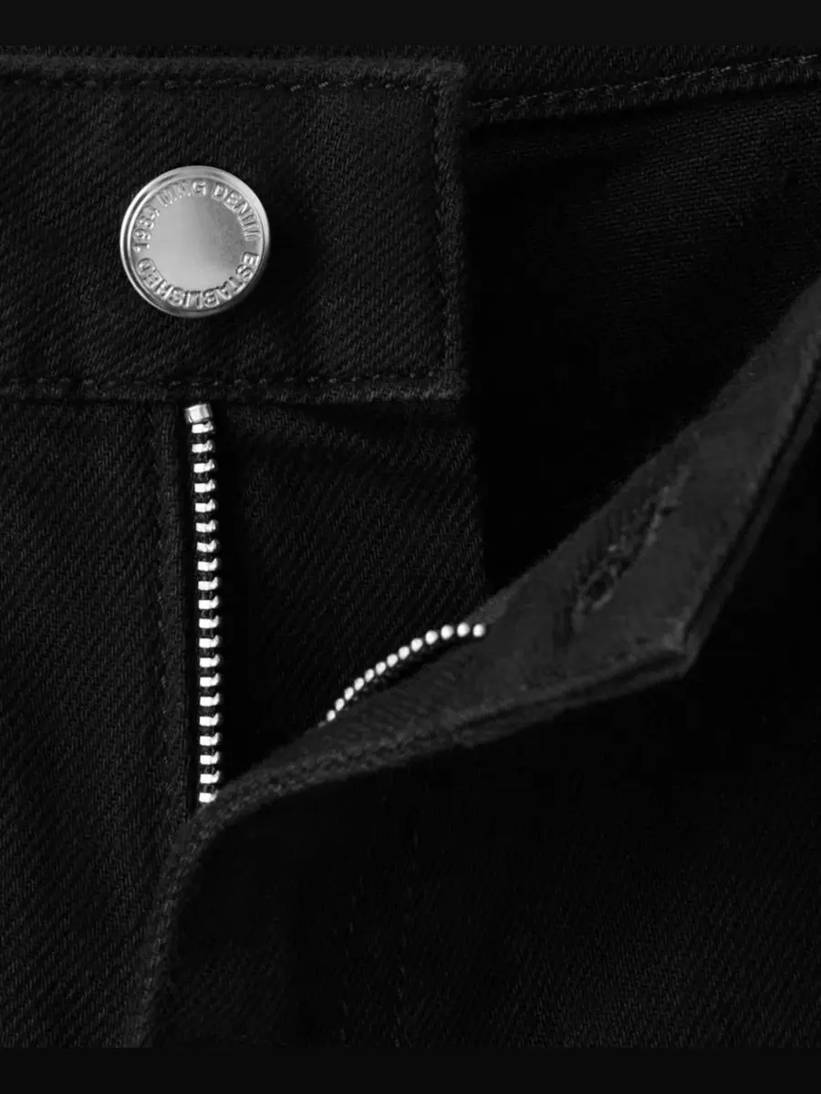 Шорты джинсовые с высокой посадкой прямого кроя Black Denim MANGO — изображение 7 из 8, черный джинсовый синий