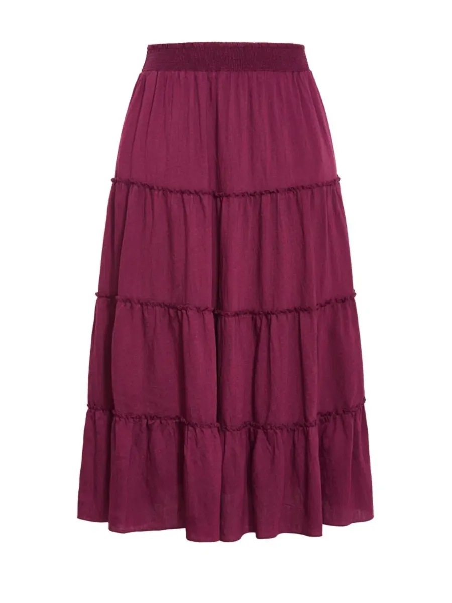 Юбка макси с ярусным кроем, модель Boho CITY CHIC — изображение 4 из 5, гранат