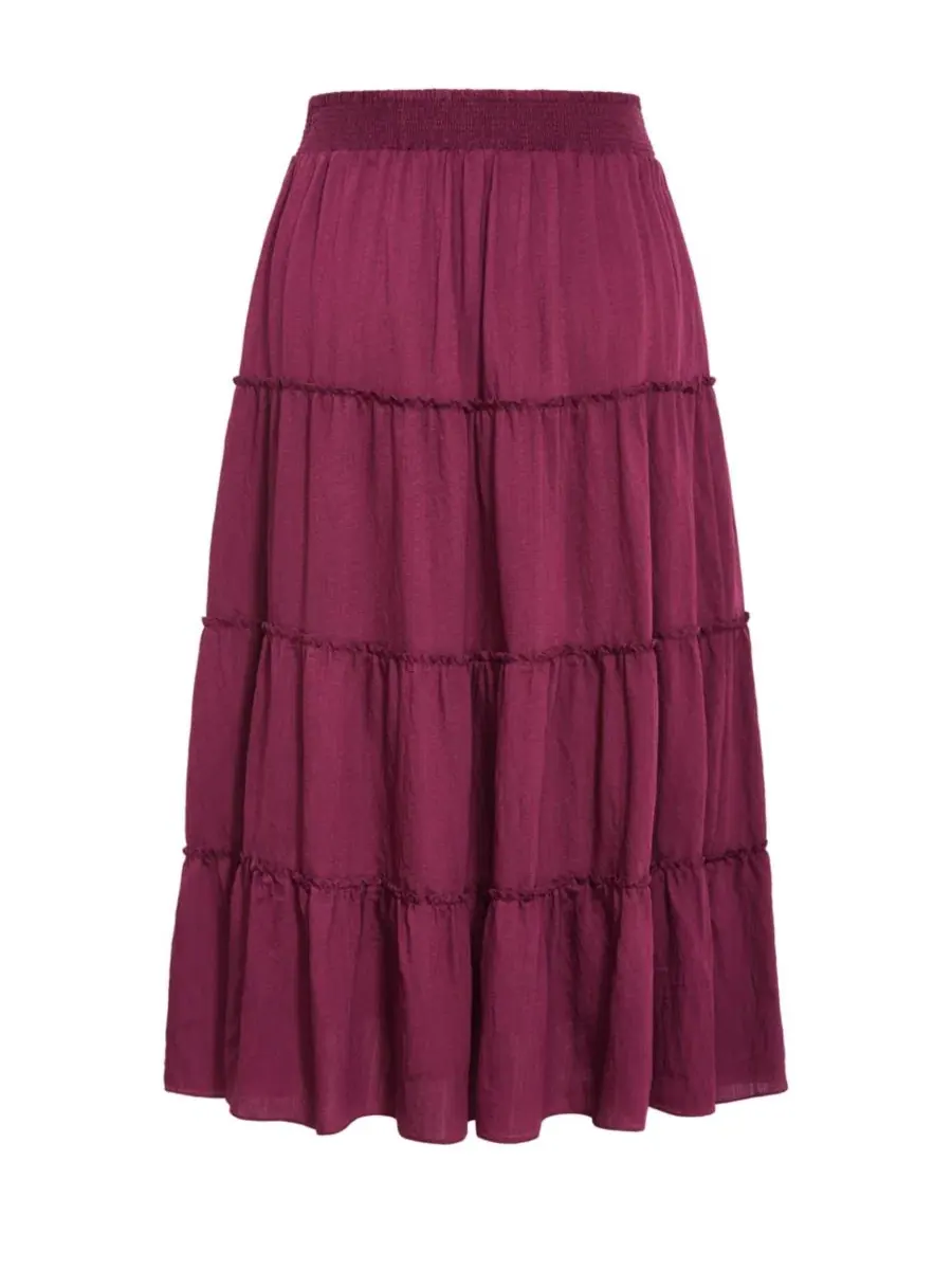 Юбка макси с ярусным кроем, модель Boho CITY CHIC — изображение 5 из 5, гранат