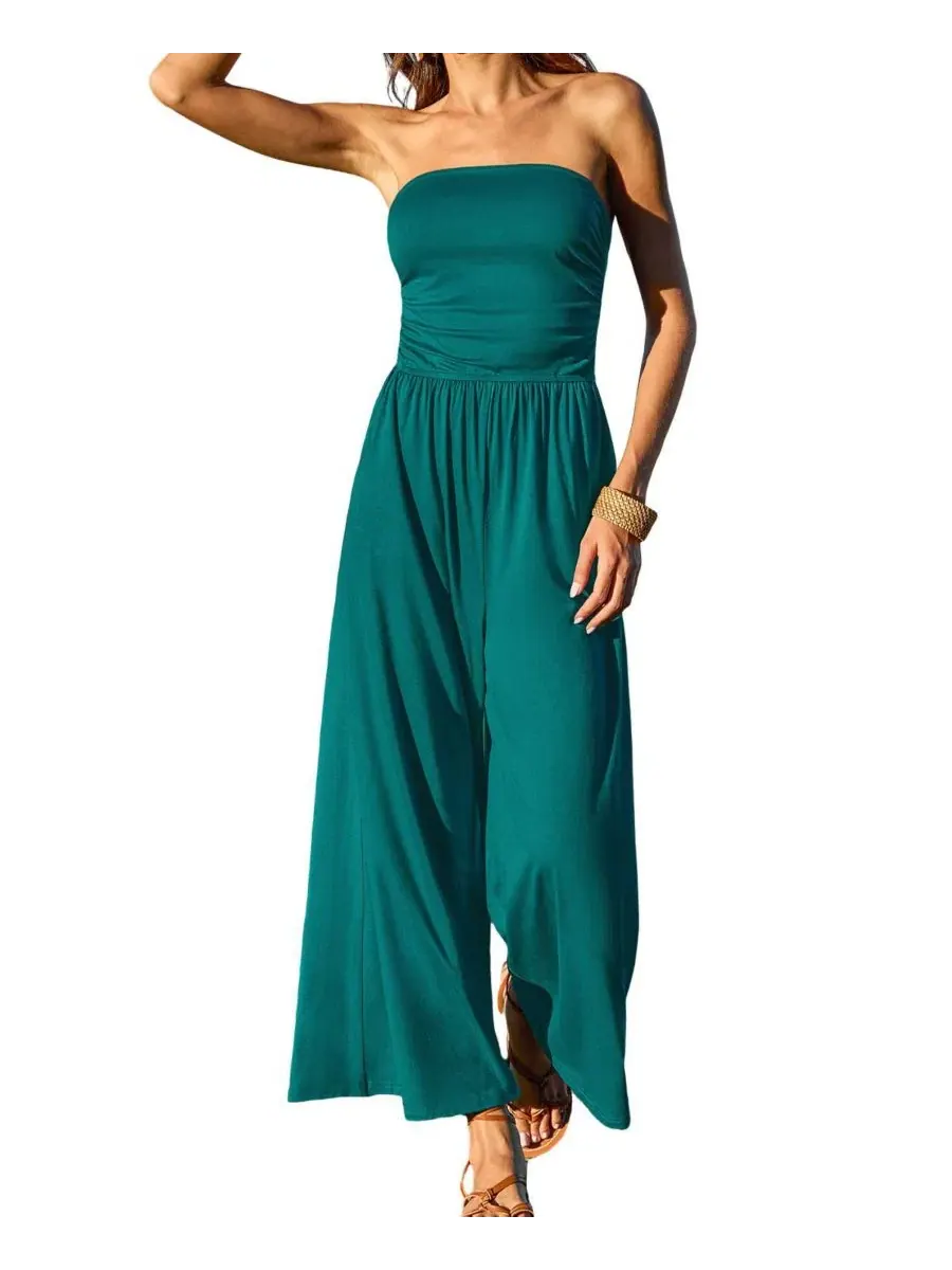 Комбинезон широкий без бретелек с застежкой-молнией Dance Wide-Leg Strapless Cupshe