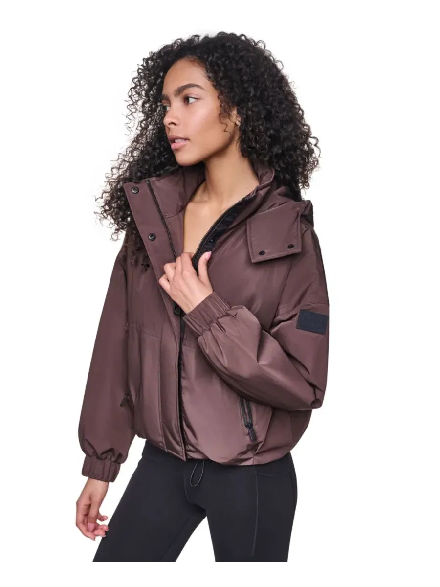 Женская куртка с капюшоном оверсайз DKNY Sport — изображение 3 из 5, розовый
