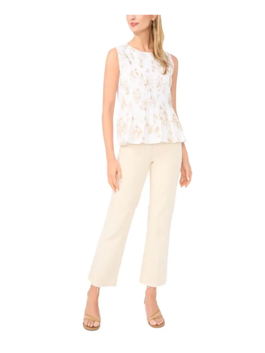 Блуза без рукавов с пеплумом, модель Peplum Sleeveless Vince Camuto — изображение 2 из 5, белый