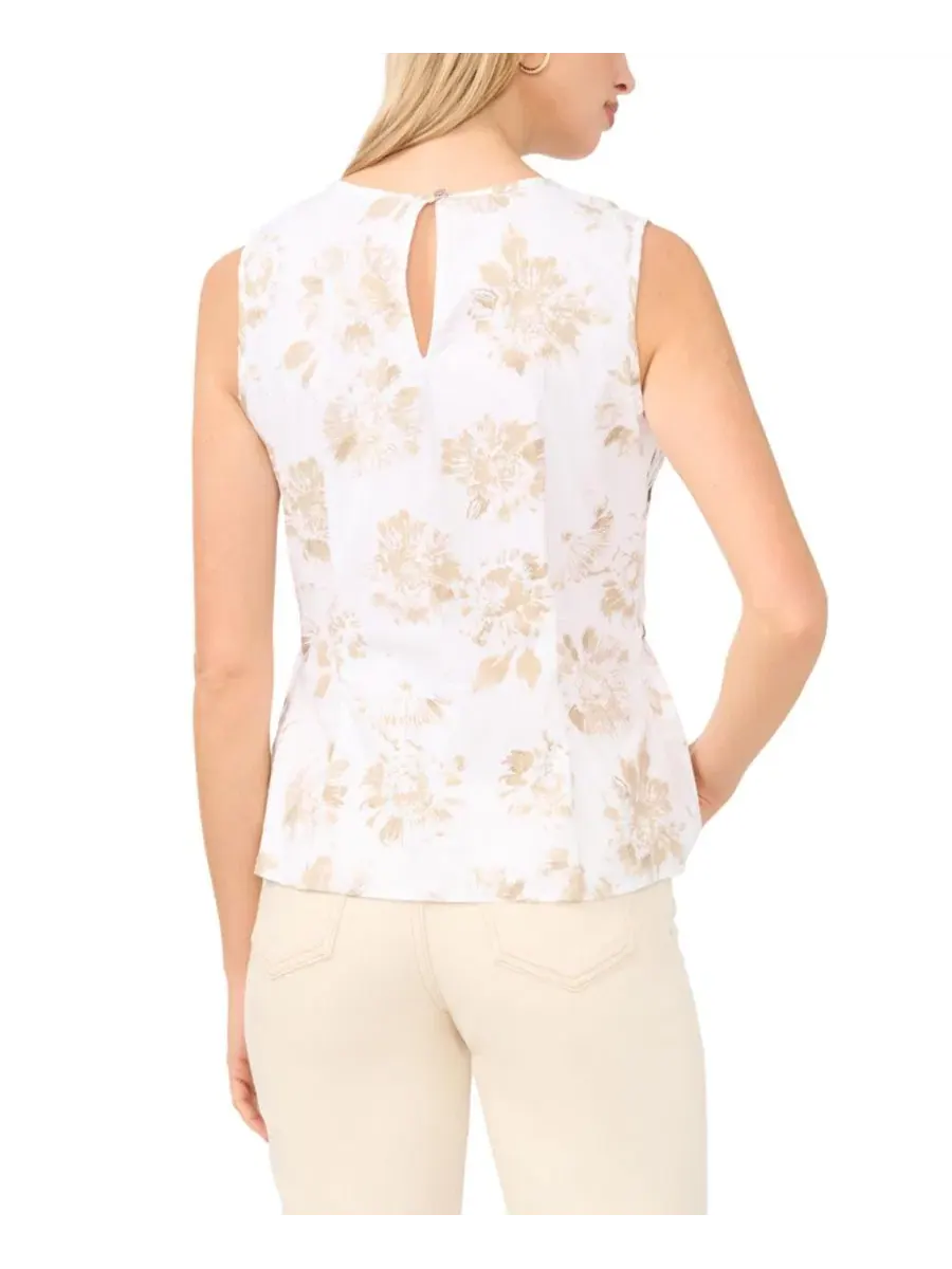Блуза без рукавов с пеплумом, модель Peplum Sleeveless Vince Camuto — изображение 4 из 5, белый