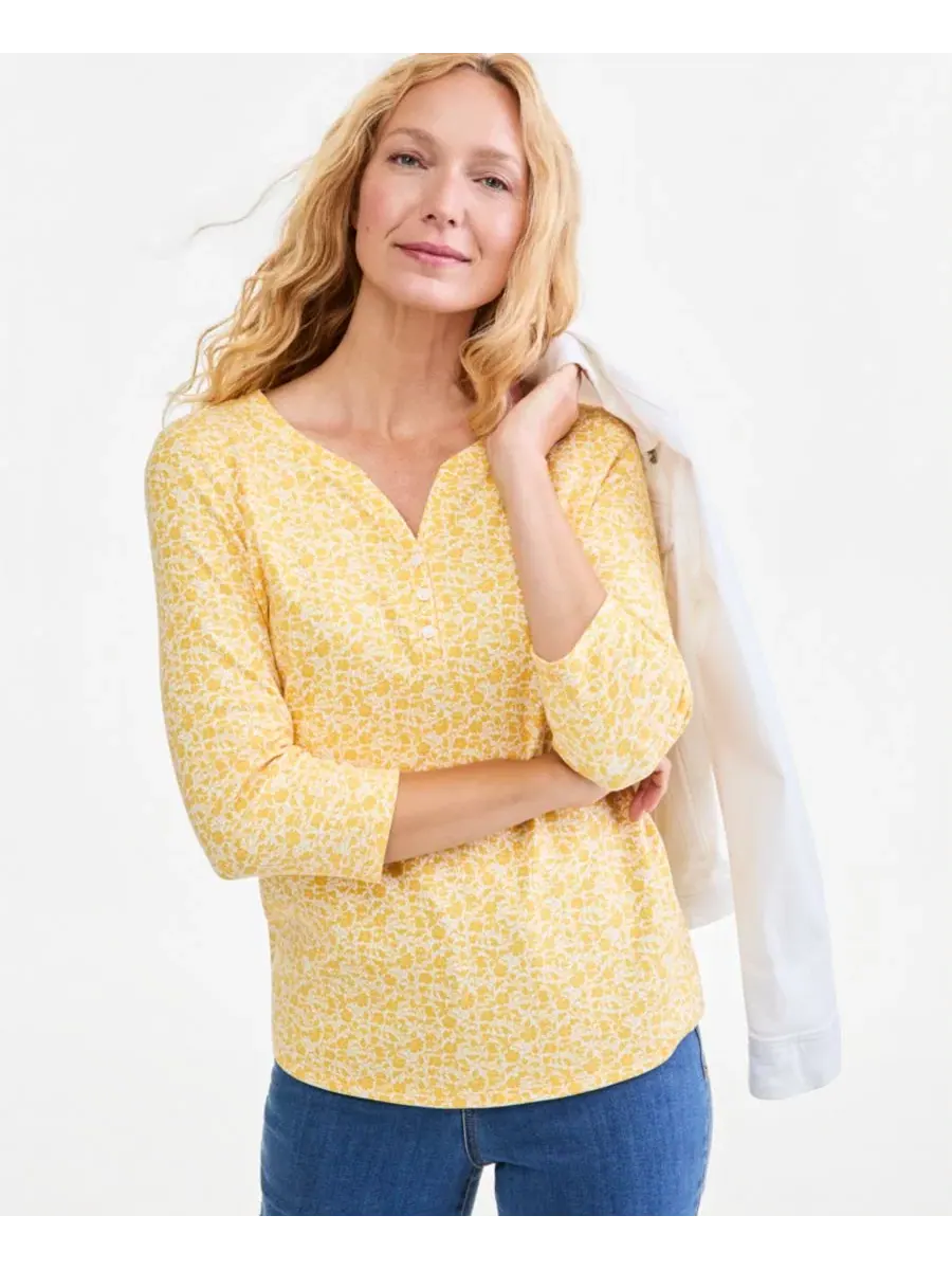 Женский топ-хенли с принтом и рукавом 3/4 Style & Co, Sweet Mandarin — изображение 2 из 4