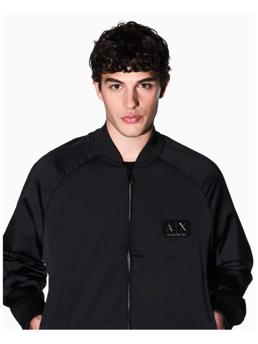 A|X Armani Exchange Мужская куртка-бомбер черно-золотого цвета — изображение 3 из 5, черный