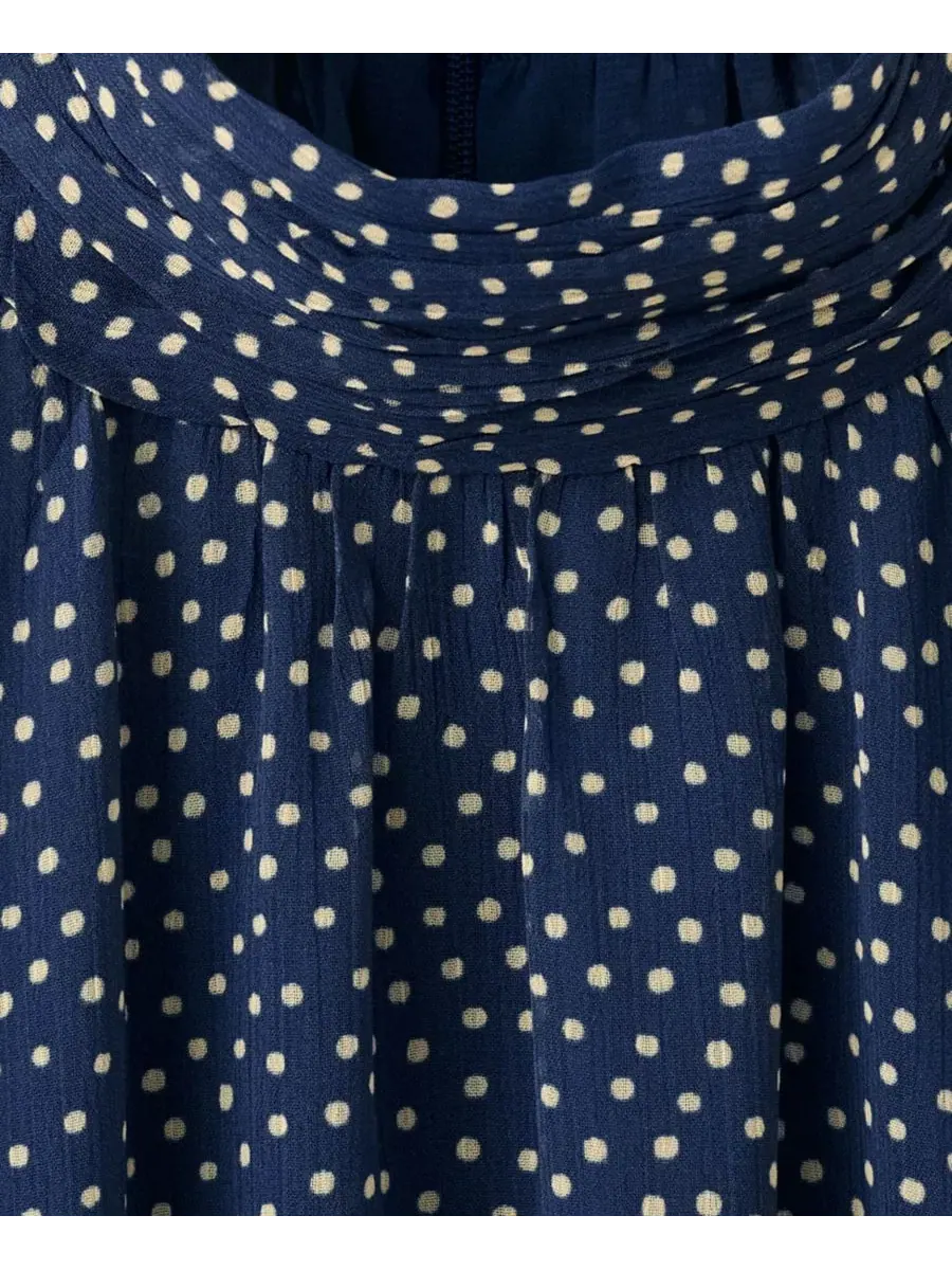 Платье-трапеция с принтом в горошек Halter Polka Dot Dress MANGO — изображение 6 из 7, синий