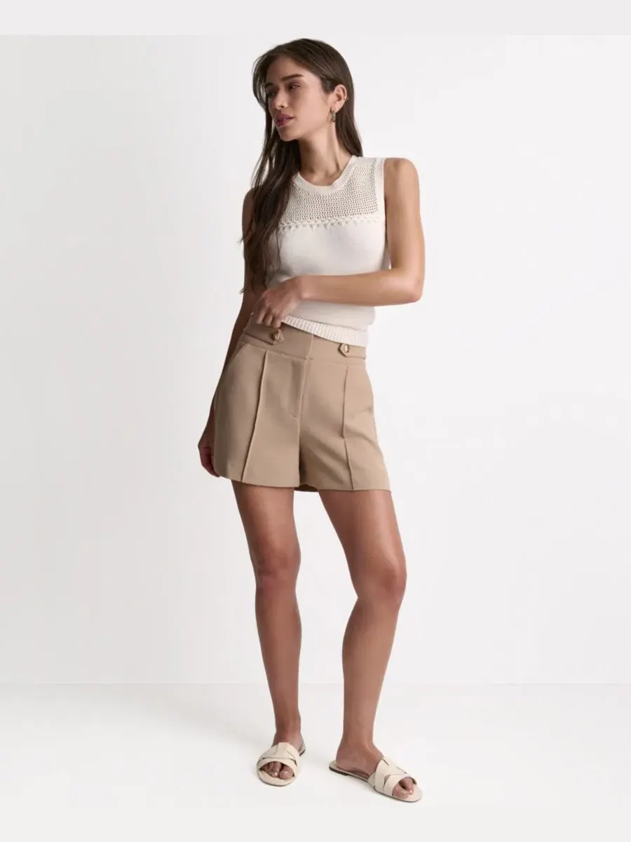 Шорты с завышенной талией и талиевыми застежками BCBG — изображение 2 из 6, песочный