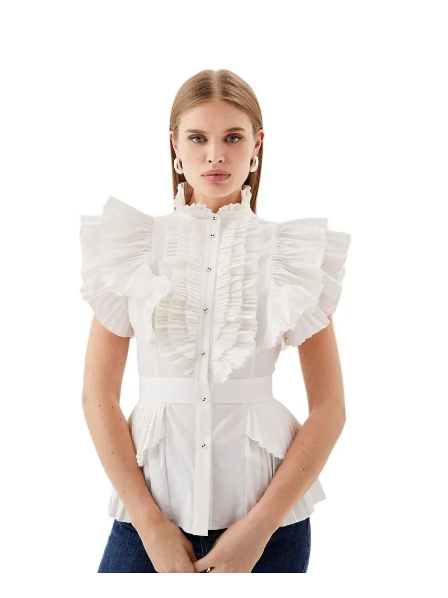 Блуза с плиссировкой и рюшами Karen Millen